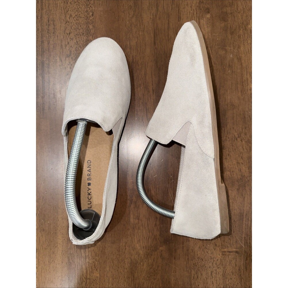 Lucky Brand LP-CHARSA2 Light Gray Suede Slip-On Loafers Women’s Flat Sz 9M / 40